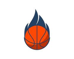 semplice palla da basket con fiamme di fuoco vettore