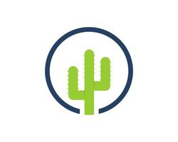 forma circolare con cactus verde all'interno vettore