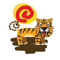il design dell'illustrazione della tigre per sukajan è il panno tradizionale o la maglietta del giappone medio con ricamo digitale disegnato a mano t-shirt da uomo estate casual manica corta maglietta hip hop streetwear vettore
