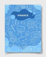 concetto di finanza aziendale con stile doodle per modello di banner, volantini, libri e copertine di riviste vettore