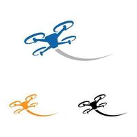 design del drone relativo al logo della società di servizi di droni. design dell'illustrazione del drone vettore