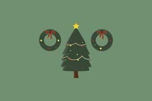 natale, albero natale, set, appartamento, illustrazione, vettore