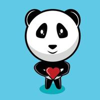 panda simpatico personaggio con cuore vettore