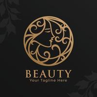 modello di logo di bellezza donna d'oro vettore premium