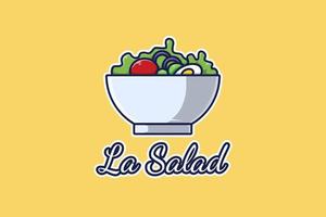 una ciotola di insalata logo fumetto illustrazione vettore