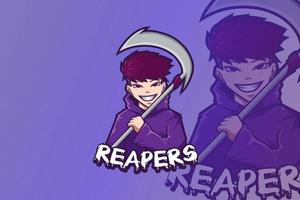 e sport logo design reaper boy vettore