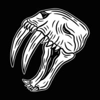 illustrazione di arte oscura di concetto di tatuaggio disegnato a mano in bianco e nero della testa del teschio vettore