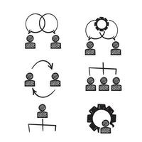 illustrazione stabilita dell'icona della linea relativa alle risorse umane di scarabocchio disegnato a mano vettore