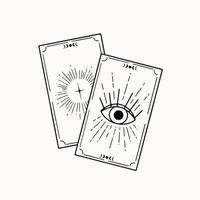 line art di due mistiche carte taro esoteriche vettore