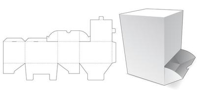 scatola di imballaggio con modello fustellato apribile con patta vettore
