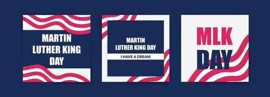 Martin Luther King Day celebra il set di carte con la bandiera nazionale degli Stati Uniti. vettori per carte, striscioni e poster.