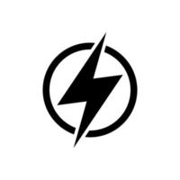 fulmine, elemento di design del logo di vettore di energia elettrica. concetto di simbolo di energia elettrica e tuono. segno di fulmine nel cerchio. modello di emblema vettoriale flash. logotipo di potenza ad alta velocità