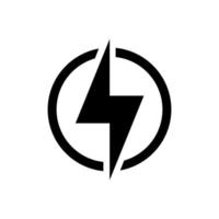 fulmine, elemento di design del logo di vettore di energia elettrica. concetto di simbolo di energia elettrica e tuono. segno di fulmine nel cerchio. modello di emblema vettoriale flash. logotipo di potenza ad alta velocità