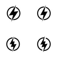 fulmine, elemento di design del logo di vettore di energia elettrica. concetto di simbolo di energia elettrica e tuono. segno di fulmine nel cerchio. modello di emblema vettoriale flash. logotipo di potenza ad alta velocità