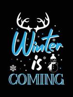 l'inverno sta arrivando. design t-shirt tipografia invernale. vettore