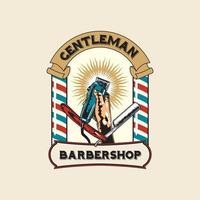 logo vintage per barbiere. illustrazione vettoriale fatta a mano