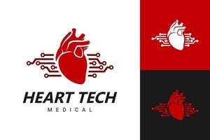 illustrazione grafica vettoriale del logo cuore tech. perfetto da utilizzare per l'azienda del settore sanitario