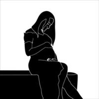 donna incinta silhouette illustrazione vettoriale su sfondo bianco.