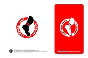 modello di progettazione del logo del club di calcio, concetto di logo di tornei di calcio. identità della squadra di calcio isolata su fondo bianco, illustrazioni di vettore di disegno di simbolo di sport astratto.