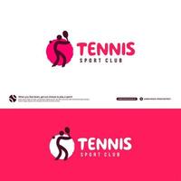 modello di progettazione del logo del club di tennis, concetto di logo di tornei di tennis. identità della squadra di tennis isolata su sfondo bianco, illustrazioni vettoriali di disegno di simbolo di sport astratto