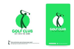 modello di progettazione del logo del club di golf, concetto dell'icona del torneo di golf. illustrazioni vettoriali di simbolo sportivo astratto.