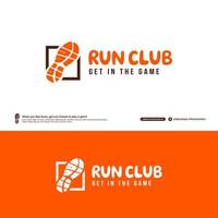 runing modello di progettazione del logo del club, eseguire il concetto di logotipo di tornei. identità della squadra di maratona isolata su sfondo bianco, illustrazioni vettoriali di disegno astratto di simbolo di sport