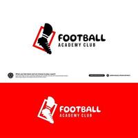 modello di progettazione del logo del club di calcio, concetto di logo di tornei di calcio. identità della squadra di calcio isolata su fondo bianco, illustrazioni di vettore di disegno di simbolo di sport astratto.