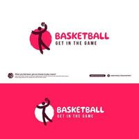 modello di progettazione del logo del club di basket, concetto di logo di tornei di basket. identità della squadra di basketl isolata su sfondo bianco, illustrazioni vettoriali di disegno astratto di simbolo di sport