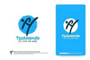 modello di progettazione del logo del club di taekwondo, concetto di logo di arti marziali. illustrazioni vettoriali astratte del torneo sportivo.