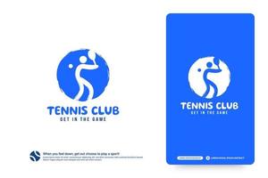 modello di progettazione del logo del club di tennis, concetto di logo di tornei di tennis. identità della squadra di tennis isolata su sfondo bianco, illustrazioni vettoriali di disegno di simbolo di sport astratto