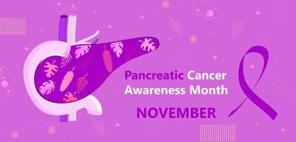Il mese di sensibilizzazione sul cancro al pancreas è organizzato a novembre negli Stati Uniti. vettore