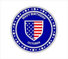 compleanno della marina celebrato il 13 ottobre 13 negli Stati Uniti. vettore