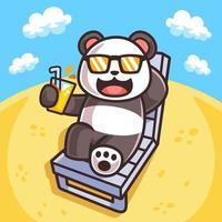 illustrazione del panda che prende il sole nella stagione estiva vettore