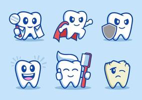 raccolta di disegni di personaggi dei cartoni animati dei denti dentali vettore