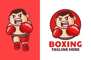 disegno del logo del fumetto di boxe maschile vettore