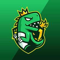disegno del logo della mascotte del dinosauro verde vettore