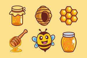 dolce collezione di cartoni animati di api vettore