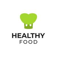 cibo sano logo disegno vettoriale con illustrazione di icona vegetale di broccoli verdi a forma di cuore