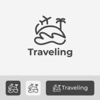 vettore di concetto di logo di viaggio con uno stile di arte di linea unico e moderno