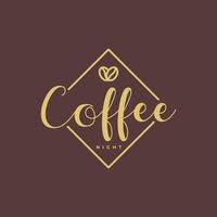 design del logo dell'icona del caffè con cornice quadrata in stile vintage retrò minimalista adatto per loghi di caffetteria o bar vettore