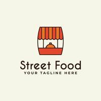 disegno vettoriale del logo dell'icona della bancarella del cibo con un carrello o illustrazione della bancarella