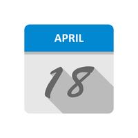 18 aprile Data su un calendario per un solo giorno vettore