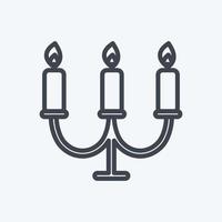 icona di candele in stile linea alla moda isolato su sfondo blu morbido vettore