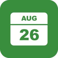26 agosto Data su un calendario per un solo giorno vettore