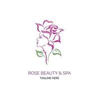 design del modello di logo di bellezza e spa della donna rosa per il marchio o l'azienda vettore