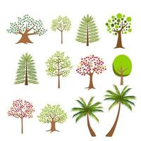 raccolta di alberi. set albero isolato su sfondo bianco. illustrazione vettoriale. vettore