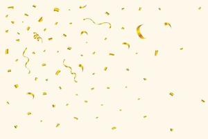 esplosione di coriandoli dorati isolata su uno sfondo bianco sporco. orpelli da festa d'oro e coriandoli che cadono. elementi del festival. vettore di coriandoli per sfondo di carnevale. celebrazione dell'anniversario.