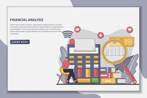 illustrazione vettoriale concetto della pagina di destinazione dell'analisi finanziaria