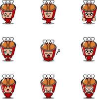 personaggio dei cartoni animati illustrazione vettoriale mascotte costume set pollo fritto cibo espressione bundle