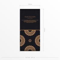 modello di cartolina in oro nero scuro con ornamento mandala indiano bianco. elementi vettoriali eleganti e classici pronti per la stampa e la tipografia.